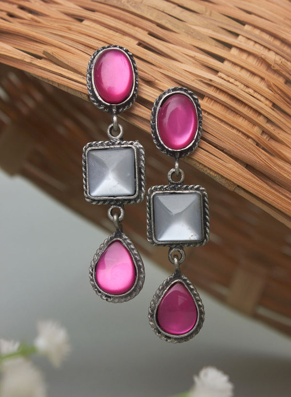 Azmia color block oxidised earring
