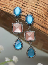 Azmia color block oxidised earring