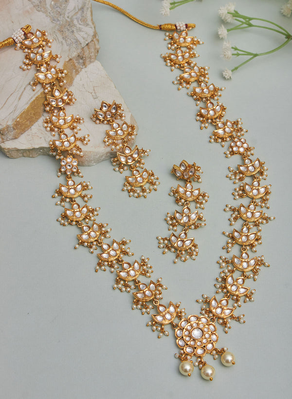 Hamsika kundan long necklace set