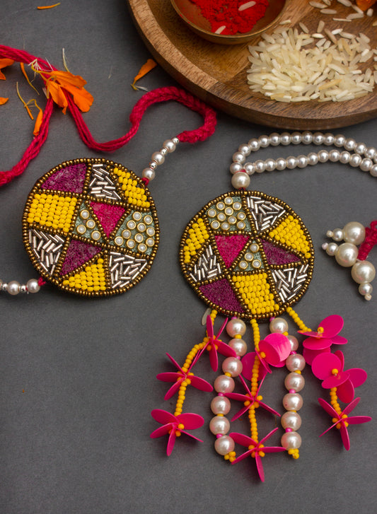 Colour blocked lumba rakhi set