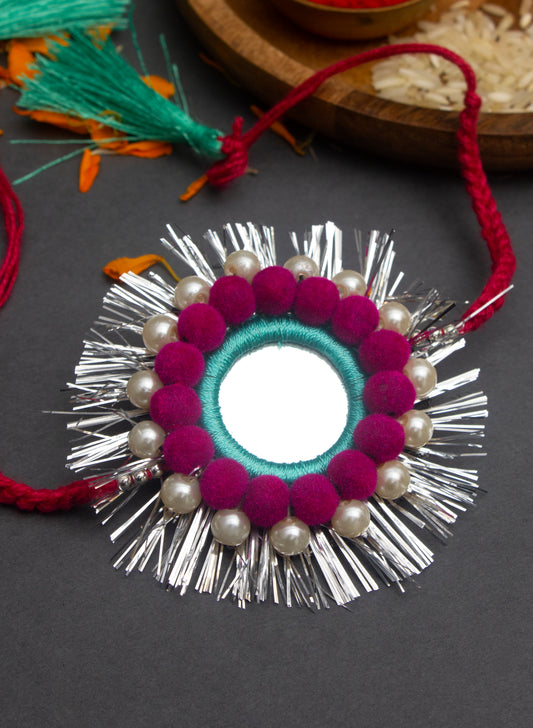 Silver Lace Pearl rakhi