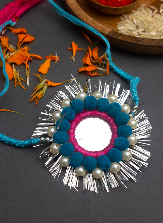 Silver Lace Pearl rakhi