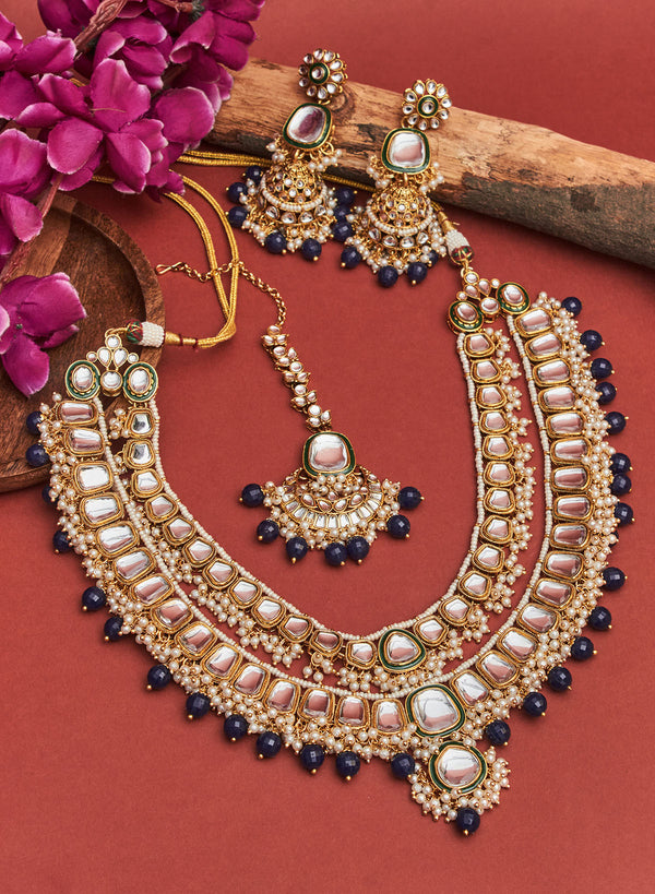 Urvisha double layer necklace set with maangtika