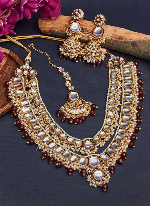 Urvisha double layer necklace set with maangtika