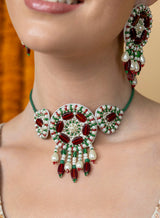 Hadiya handmade necklace with earring and mangtika