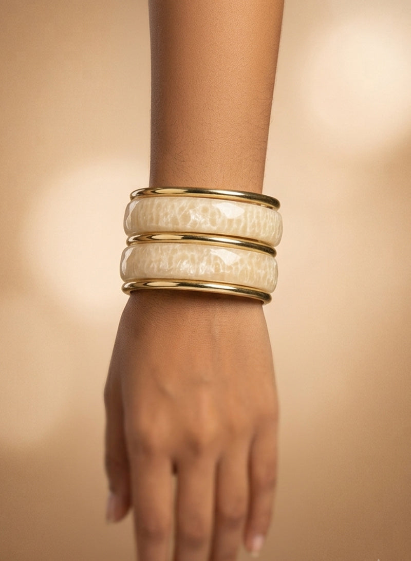 Resin Golden Bangle Stack