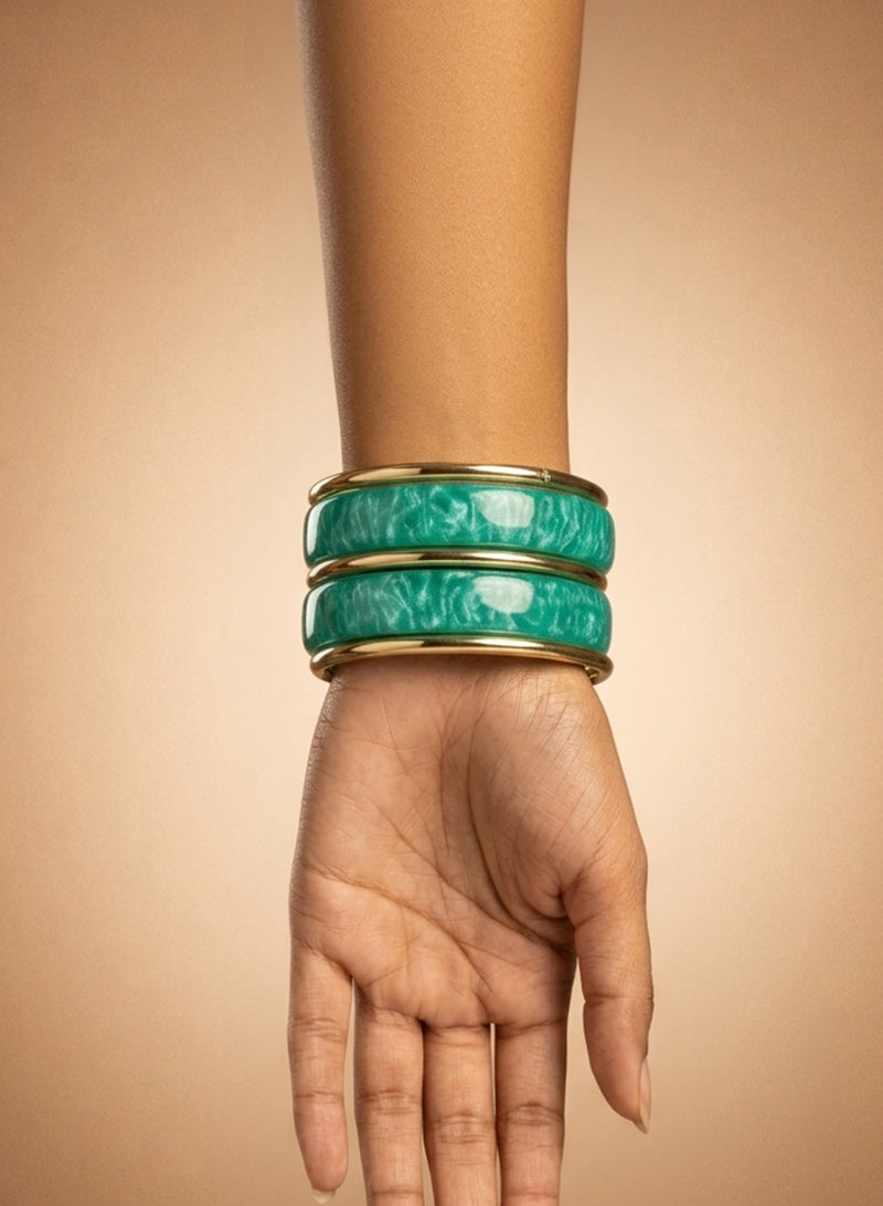 Resin Golden Bangle Stack