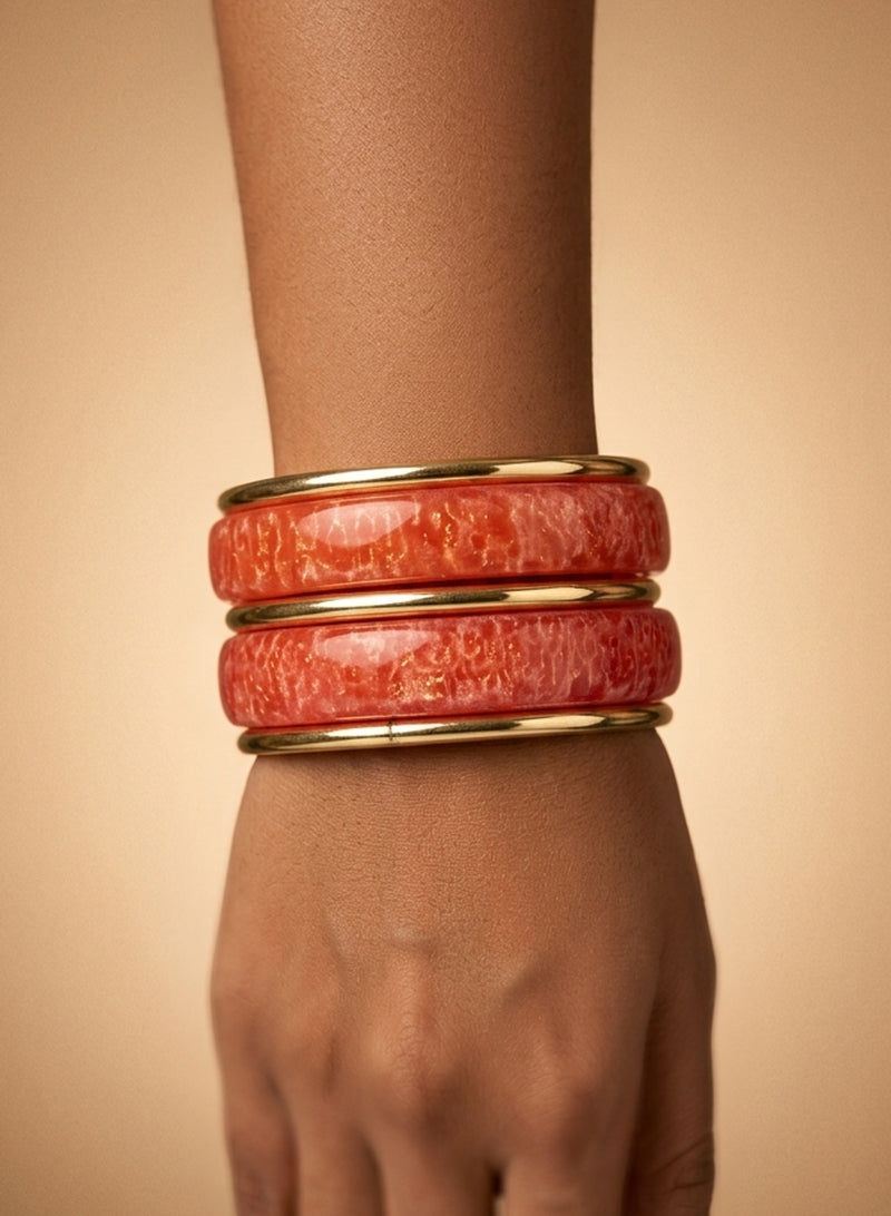 Resin Golden Bangle Stack