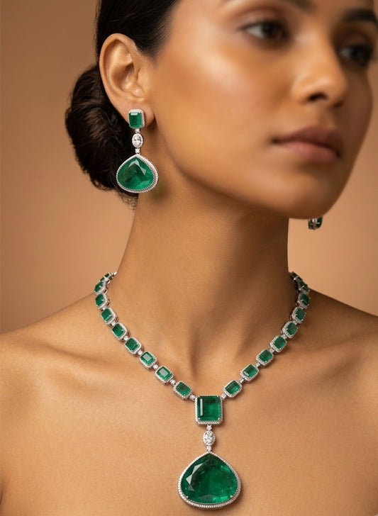 Jane emerald green necklace Set