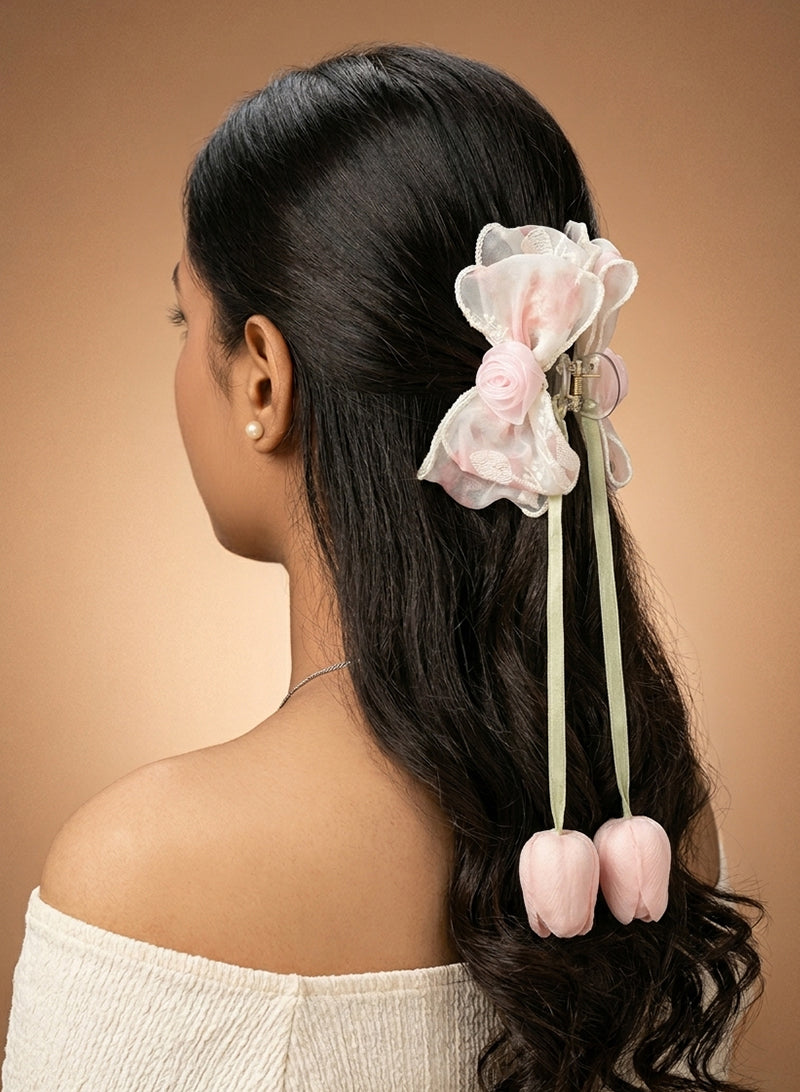 Bow Tulip Claw Clip