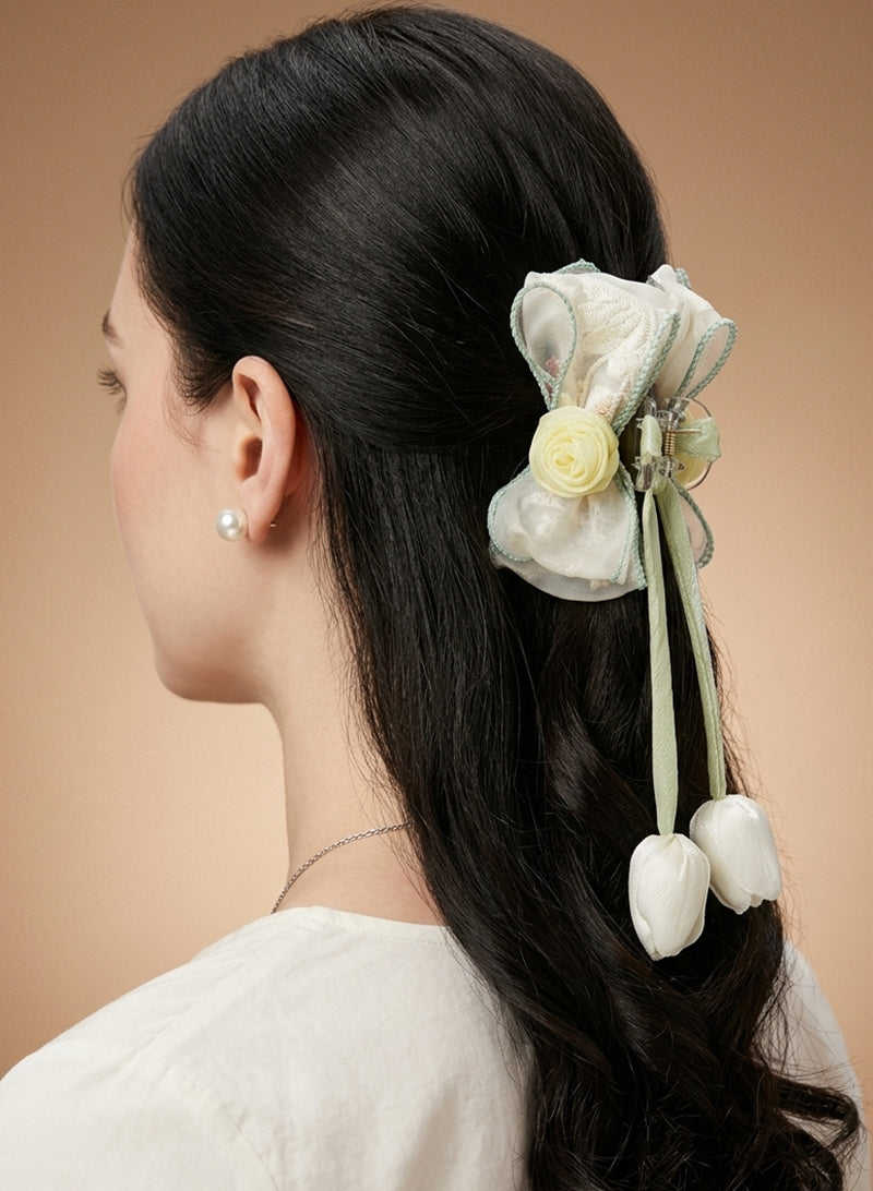 Bow Tulip Claw Clip