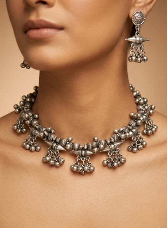 Hoor Oxidised Necklace set
