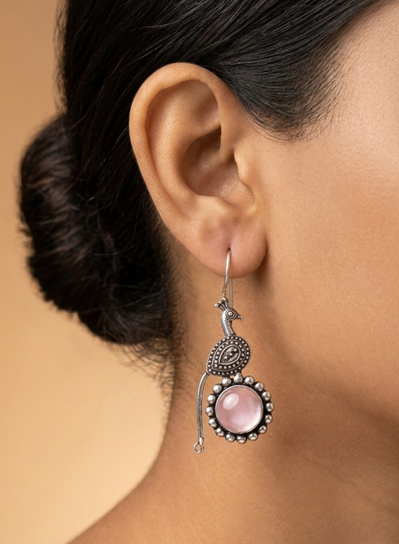 Peacock round stone Drop Earring