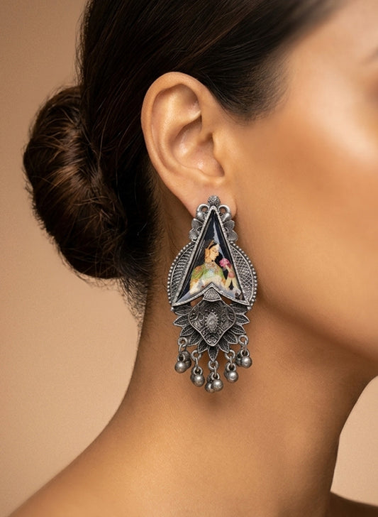 Shahzadi Oxidised Stud Earring