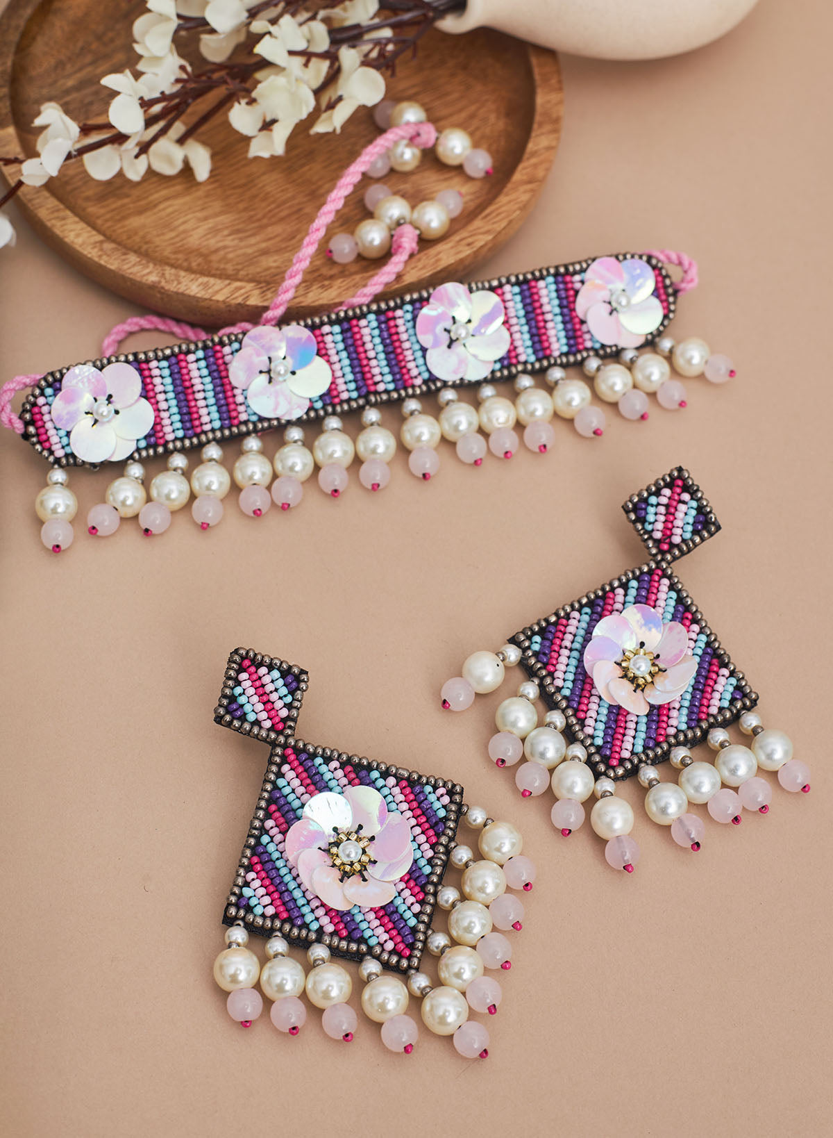 Amelia sequin necklace set