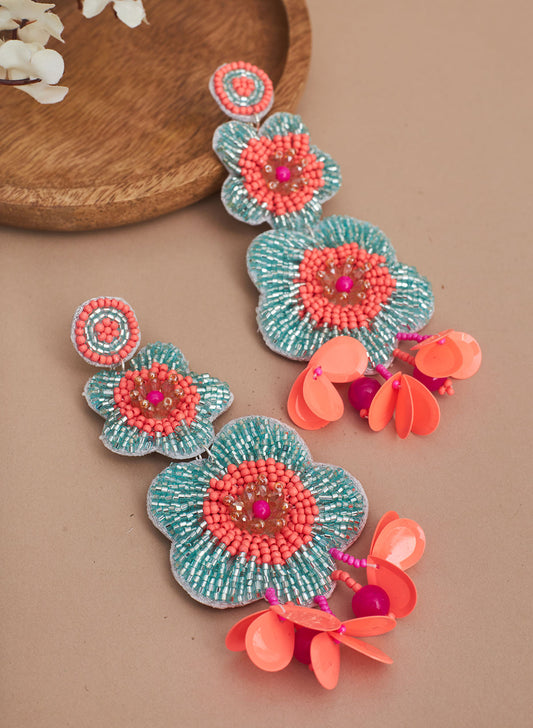 Carolina orange and mint green earrings