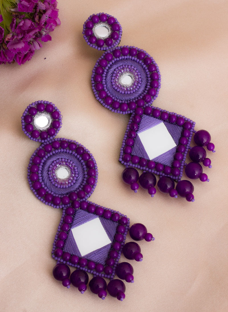 aira purple handmade earring – Phuljhadi