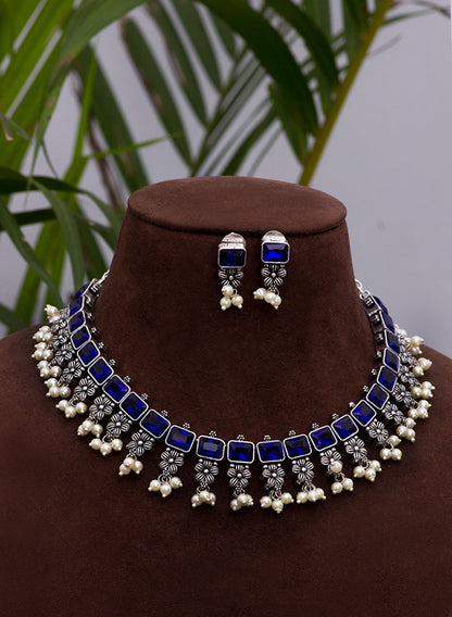 elakshi german silver necklace set