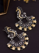 peacock silver earring