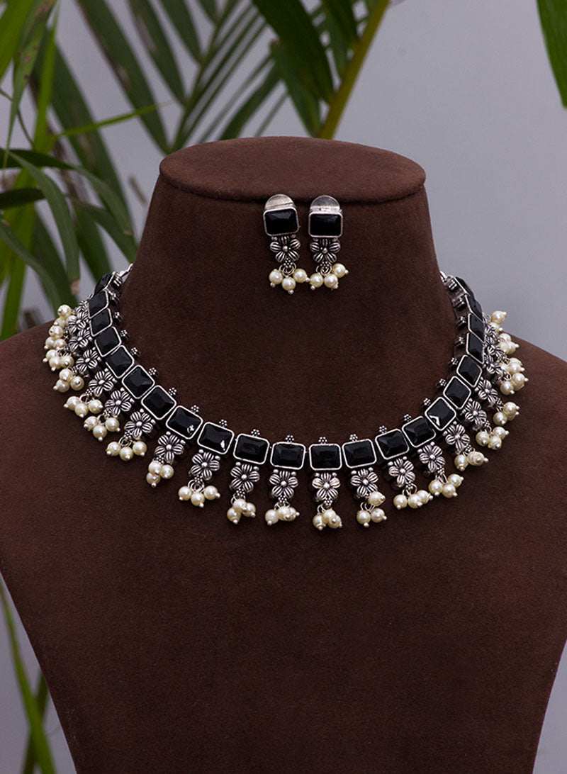 elakshi german silver necklace set