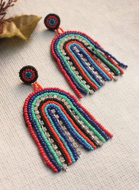 Multicolor U shape Hanging Bead Earring