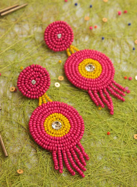Meena Round Beaded Earring