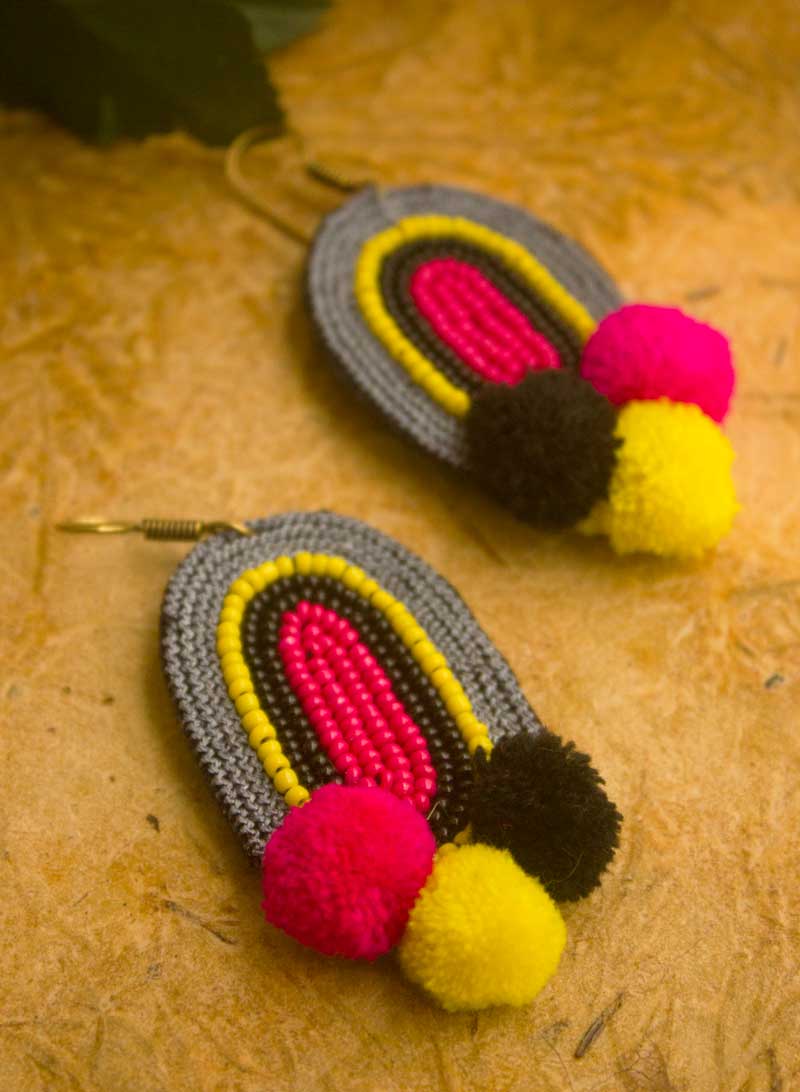 Multicolor Pom Pom Fun Earring