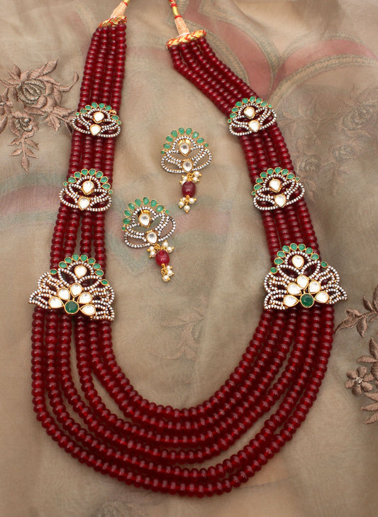 Six String Moti Ad Necklace Set