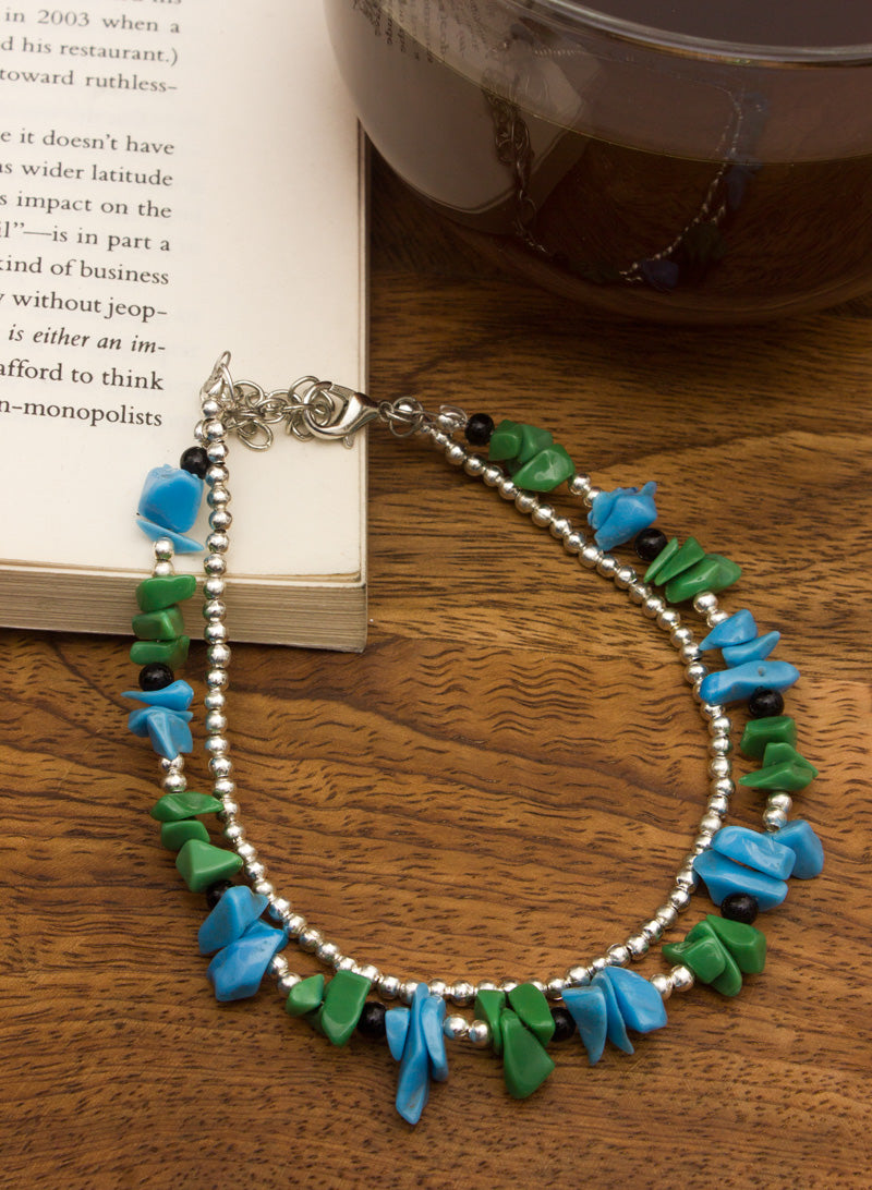 Green and Blue Dual Layer Anklet