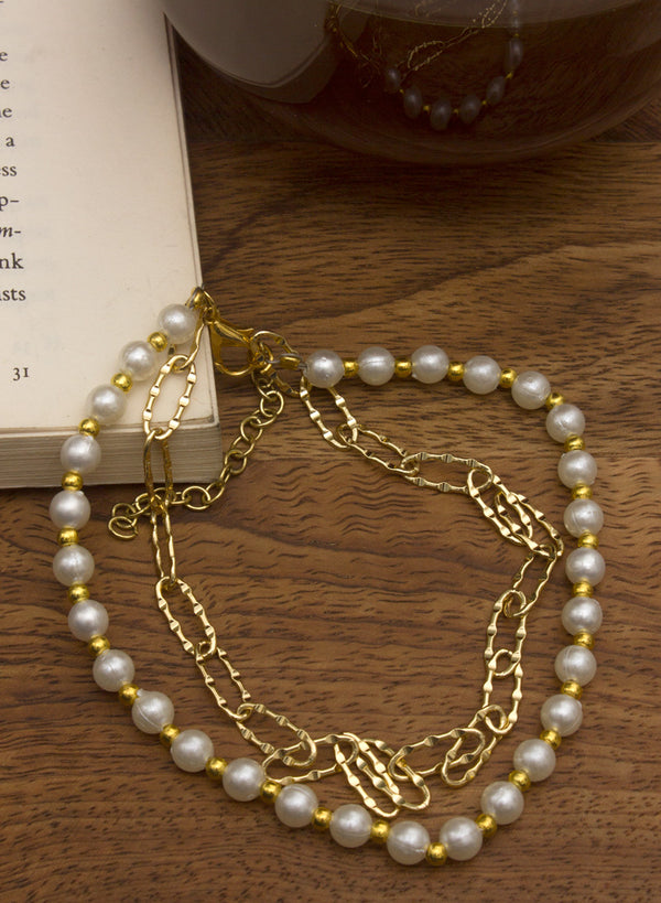 Dual Layer Pearl Chain Anklet