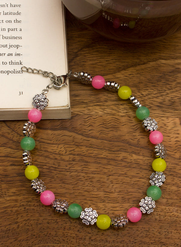 Floral Candy Bead Anklet