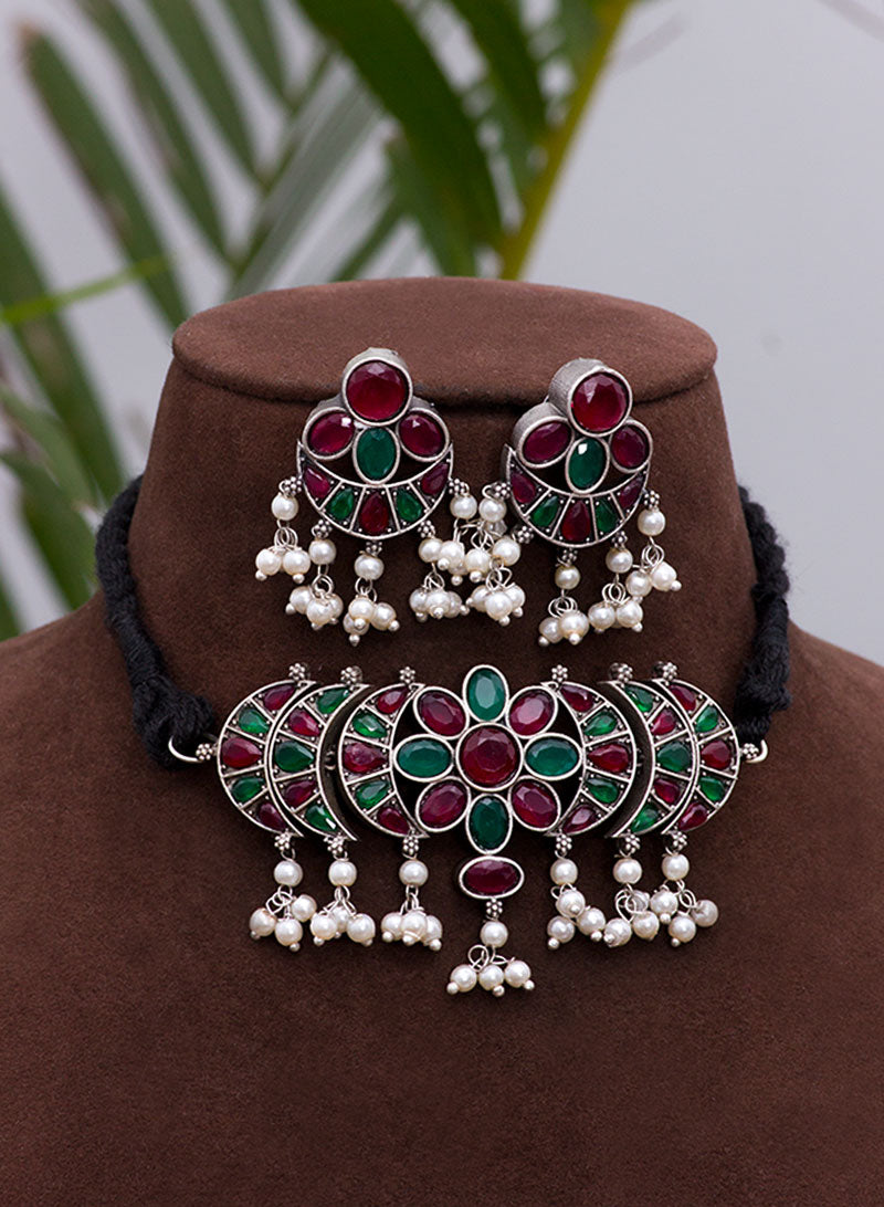 menka german silver choker set