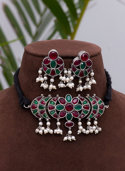 menka german silver choker set