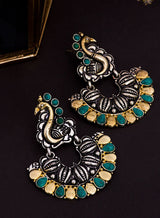 peacock silver earring