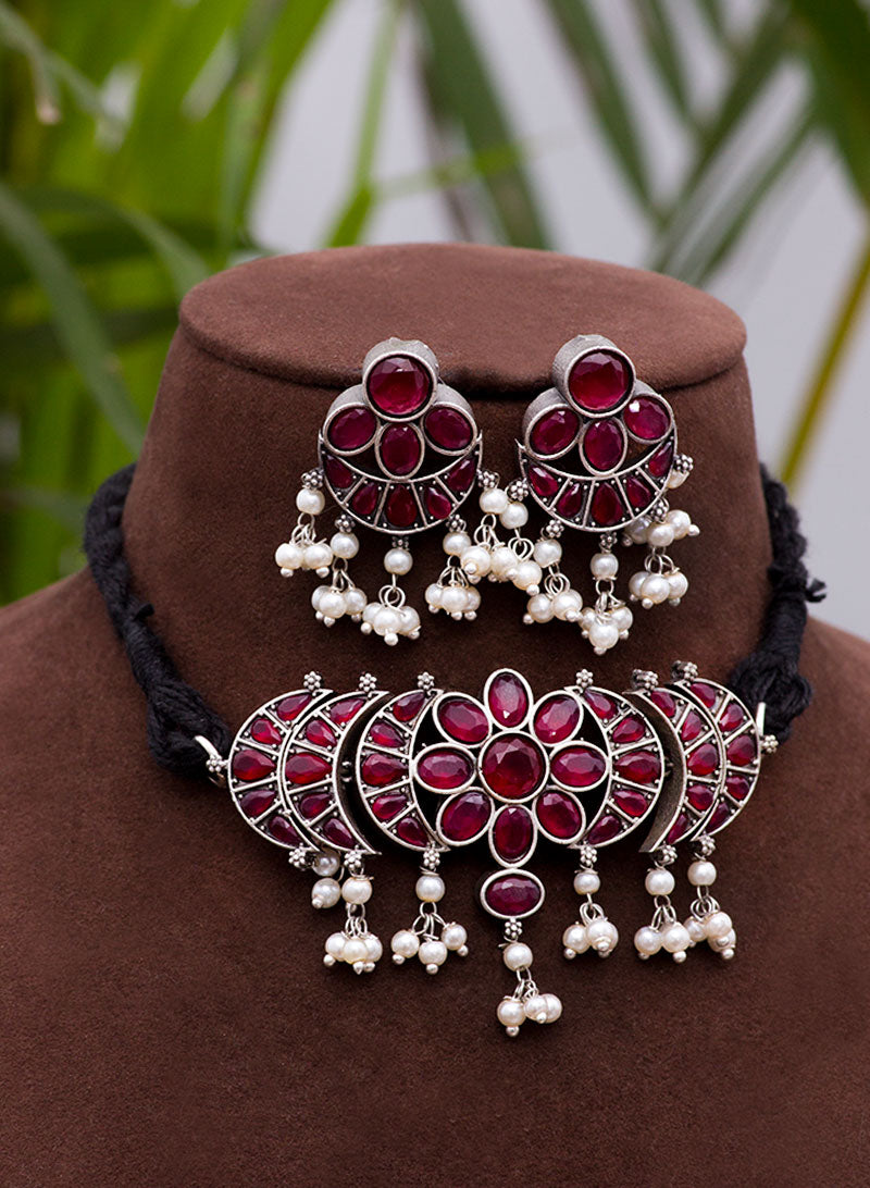 menka german silver choker set