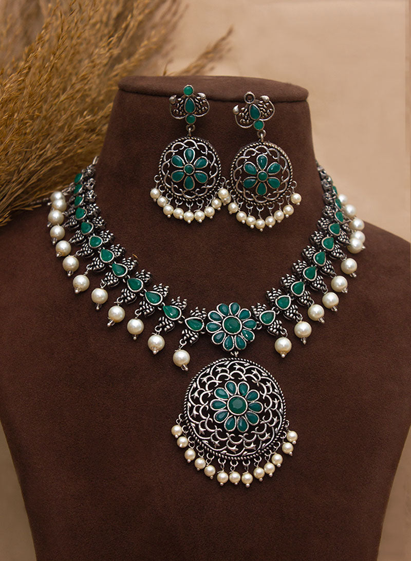 Khyati German Silver Necklace Set