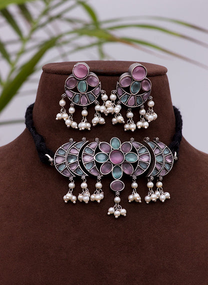 menka german silver choker set