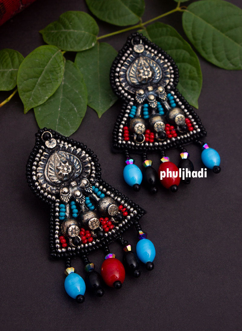 multicolor bead boho earring
