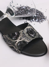 Black Sequin Sandal