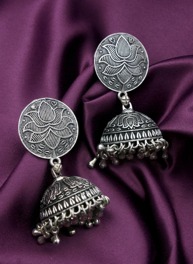 lotus oxidised jhumka