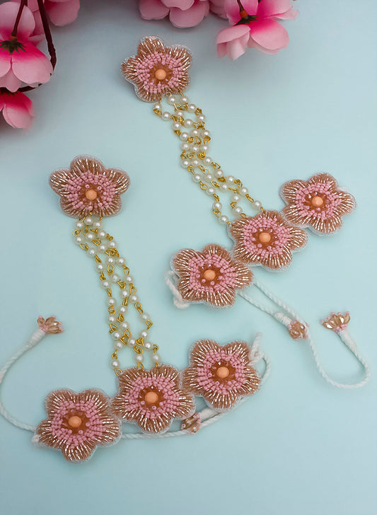 CAROLINA ROSEGOLD AND SILVER FLORAL haathphool