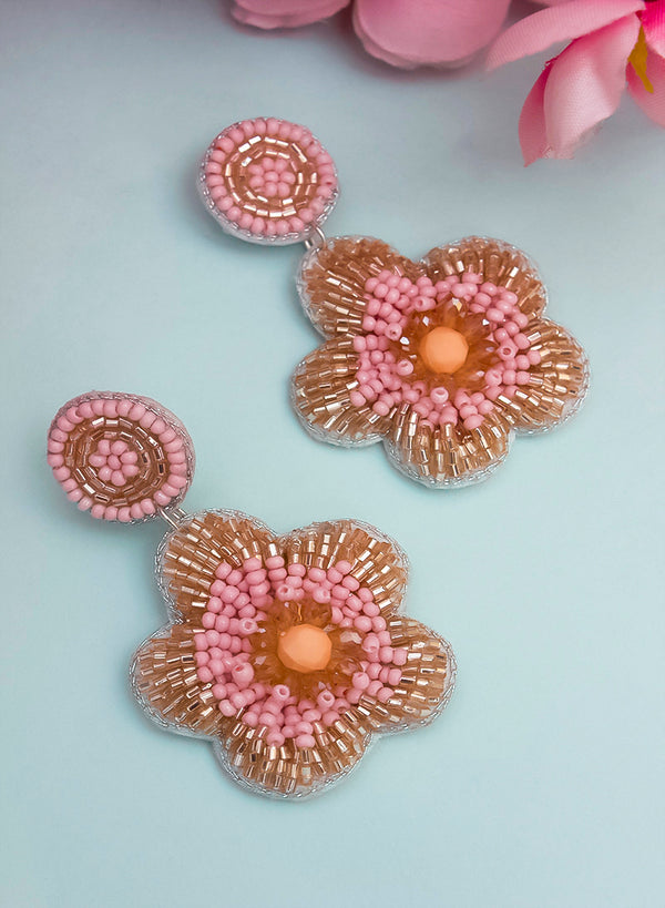 CAROLINA ROSEGOLD AND SILVER FLORAL earring