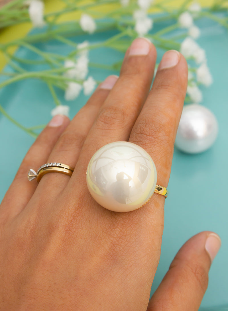 big size pearl ring- 25mm