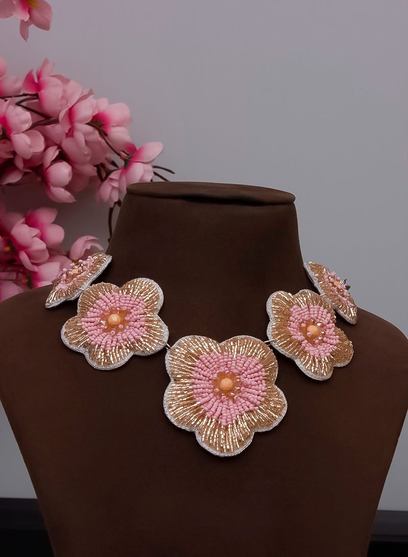 CAROLINA ROSEGOLD AND SILVER FLORAL NECKLACE