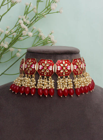 Nitasha meena choker set with maangtika
