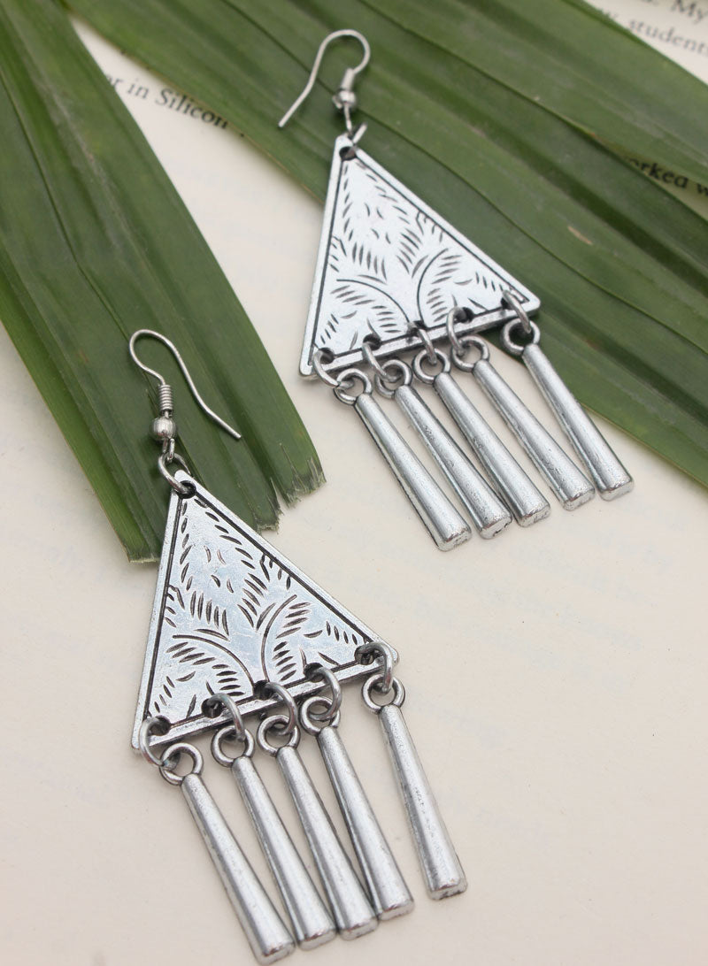 triangular textured earring