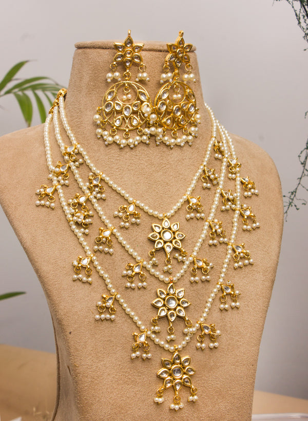 Misha Three Layer Kundan Necklace Set