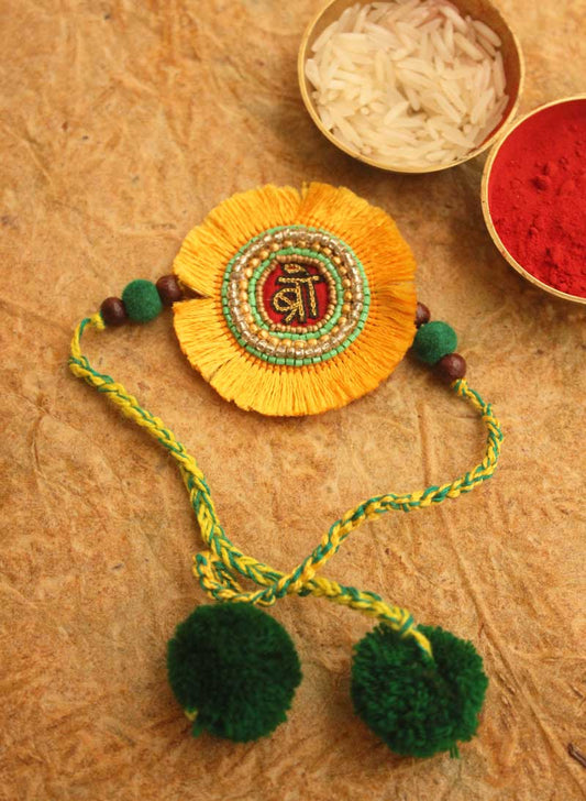 yellow laced rakhi