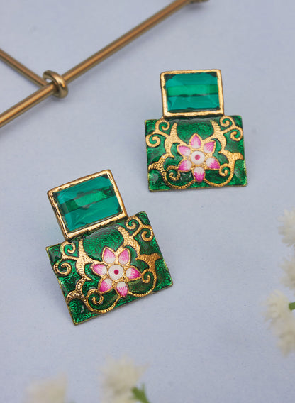 square stone meena studs