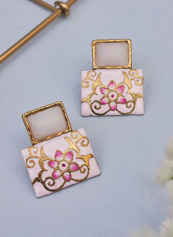 square stone meena studs